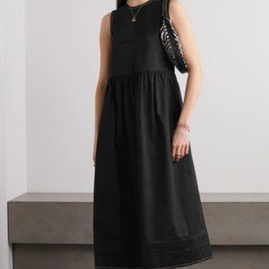 &Daughter Women's Black Evelyn Stretch-cotton Twill Midi Dress NWT